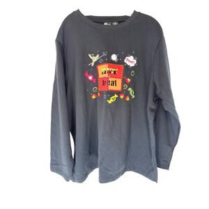 Holiday Editions Trick or Treat Women's Sweatshirt Black Fall Candy Corn Size 2X